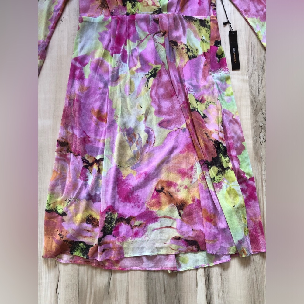 BCBGMAXAZRIA Secret Garden Floral A-Line Dress NWT BC33167D Mesh Small Light - Picture 3 of 15